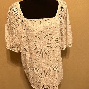 Talbots white eyelet blouse
